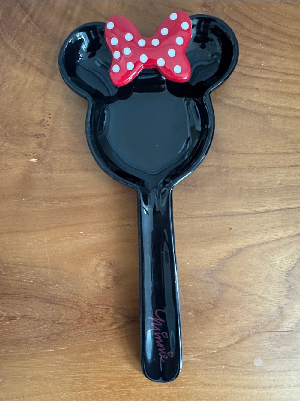 Disney Minnie Mouse Black Spoon Rest with Red Polka Dot Bow